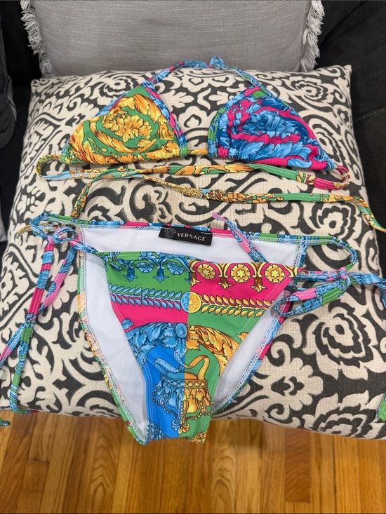 Versace Other - Versace Bright Multicolor Baroque String Bikini